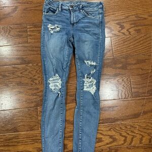 American Eagle Outfitters Ripped Blue Skinny Jeans